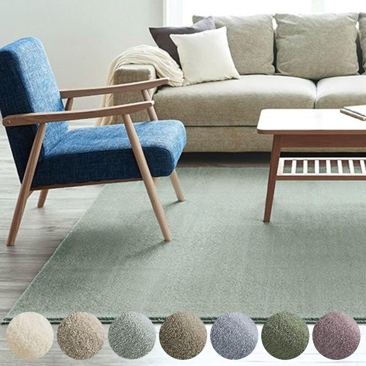 Rattan - ラグ スミノエ カーム 261×261cm 床暖房対応 防ダニ （ 絨毯 マット ラグマット 正方形 床暖対応 防ダニ加工 防炎加工 フォースター メディカルサイレンス 防炎 日本製 床暖 ホットカーペット 対応 すべり止め インテリア ）【39ショップ】