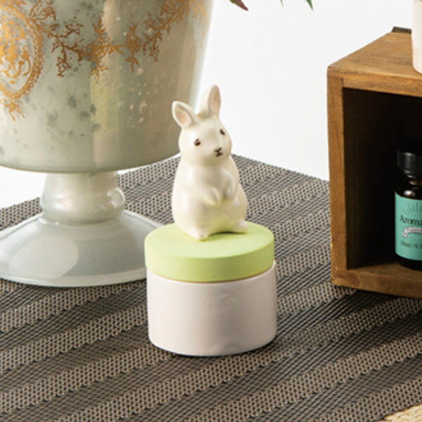 アロマストーン うさぎ 動物 陶器 （ アロマポット アロマ 石 セラミック 芳香剤 オフィス リビング 小型 自然気化 卓上 電源不要 電気不要 エコ 省エネ 寝室 デスク リラックス ウサギ ） 【39ショップ】のサムネイル