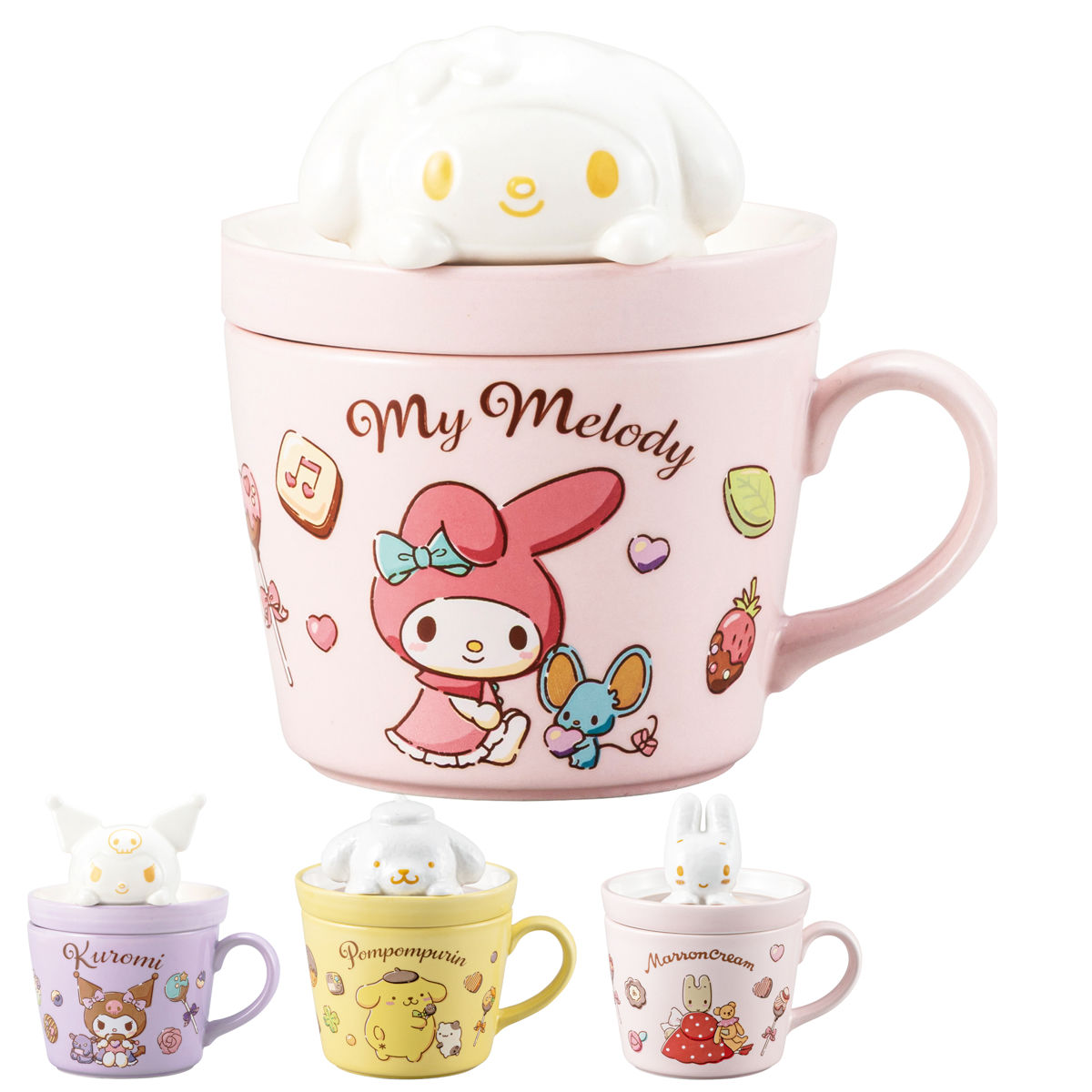 マグカップ ラテアートマグ （ 240ml 蓋付き 磁器 マグ マグコップ カップ 食器 キャラクター サンリオ マイメロディ クロミ ポムポムプリン マロンクリーム かわいい ギフト プレゼント ）【39ショップ】 interior-palette-10209986 インテリアパレット パッケージ画像