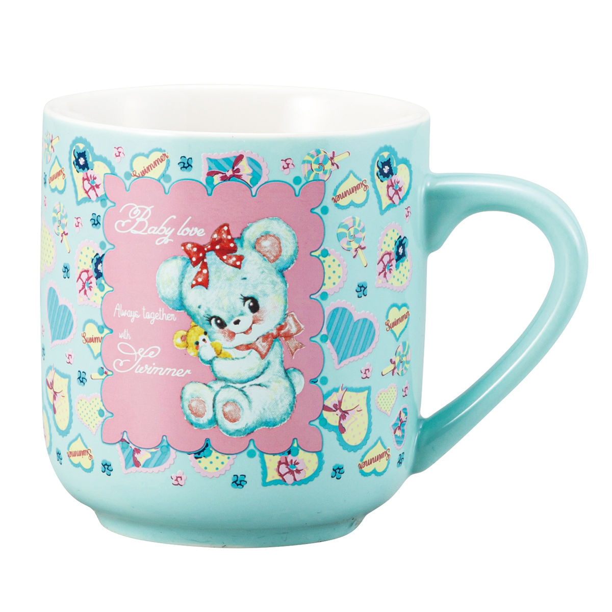 マグカップ 総柄マグ えんぴつアート （ 300ml 磁器 SWIMMER マグ マグコップ カップ 食器 キャラクター swimmer スイマー キャラ レトロ かわいい ）【39ショップ】 interior-palette-10210049 インテリアパレット サンプル画像3