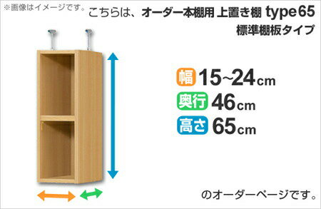 専用 上置き棚 標準棚板 type65 オーダー本棚 奥行46cm 幅15-24cm用 ( 送料無料 オーダーメイド 天井つっぱり 収納ラック 本棚 セミオーダー ) 【39ショップ】