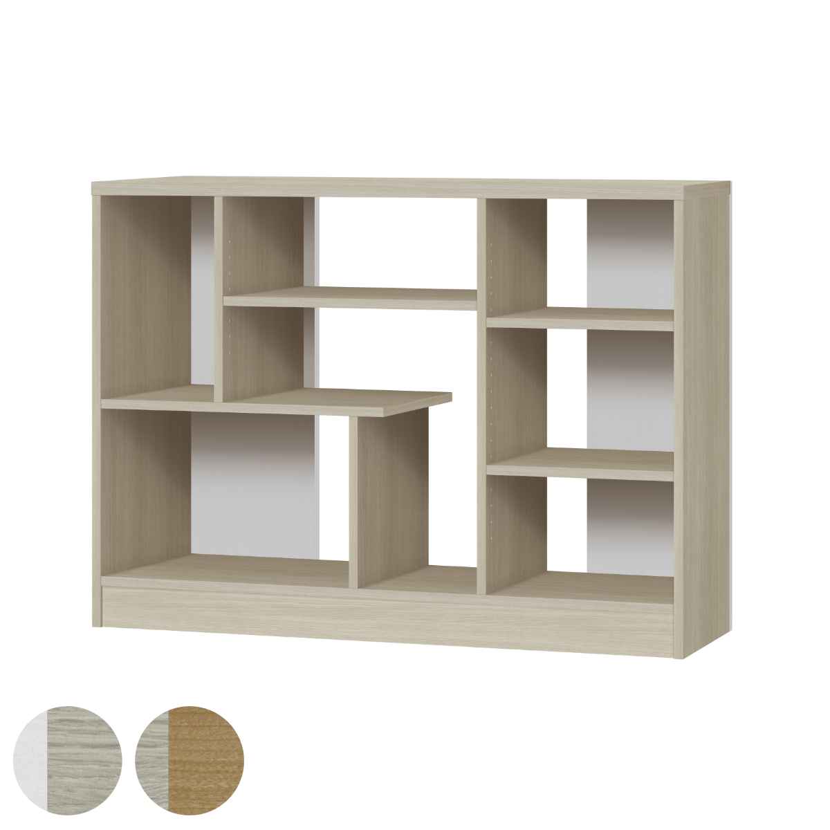 オープンシェルフ 北欧モダン アシンメトリーデザイン 約幅118cm （ 本棚 ラック 棚 シェルフ 収納 家具 A4対応 日本製 飾り棚 可動棚 ツートンカラー A4サイズ グレーオーク スモーキーブラウン シンプル ）【39ショップ】