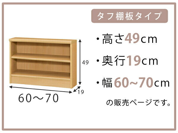 オーダー本棚 タフ棚板 幅60-70cm 奥行19cm 高さ49cm ( 収納棚 壁面収納 書棚 本棚 オーダー ラック 書庫 日本製 オーダーメイド 文庫本 コミック フリーラック )【39ショップ】 [2]