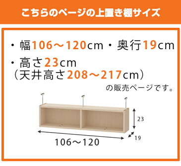 オーダー本棚　ワイドタイプ用　上置き棚type23　天井高さ208-217cm　幅106-120cm　奥行き19cm （ 送料無料 収納棚 書棚 本棚 オーダー 書庫 書籍 ブックシェルフ リビング収納 漫画収納 子供部屋 オーダーメイド 国産 フリーラック ）