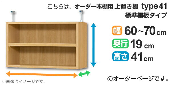 専用 上置き棚 標準棚板 type41 オーダー本棚 奥行19cm 幅60-70cm用 ( 送料無料 オーダーメイド 天井つっぱり 本棚 収納棚 セミオーダー ) 【39ショップ】