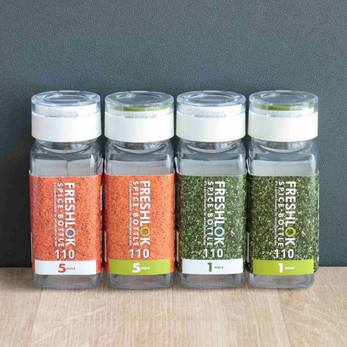 フレッシュロック スパイスボトル 同型3本セット 110ml 白 緑 1ホール 5ホール 全4種 パッキン 密閉 調味料入れ ( 調味料 スパイス 詰め替え 透...