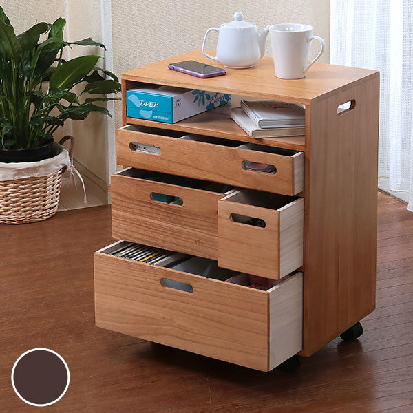 サイドワゴン 引出しワゴン 木製 キャスター付 幅45cm （ 送料無料 袖机 収納 キャスター付き ワゴン 脇机 デスクサイド 書類収納 引き出し 引出 引出し 小物収納 木目 ナチュラル シンプル ） 【39ショップ】