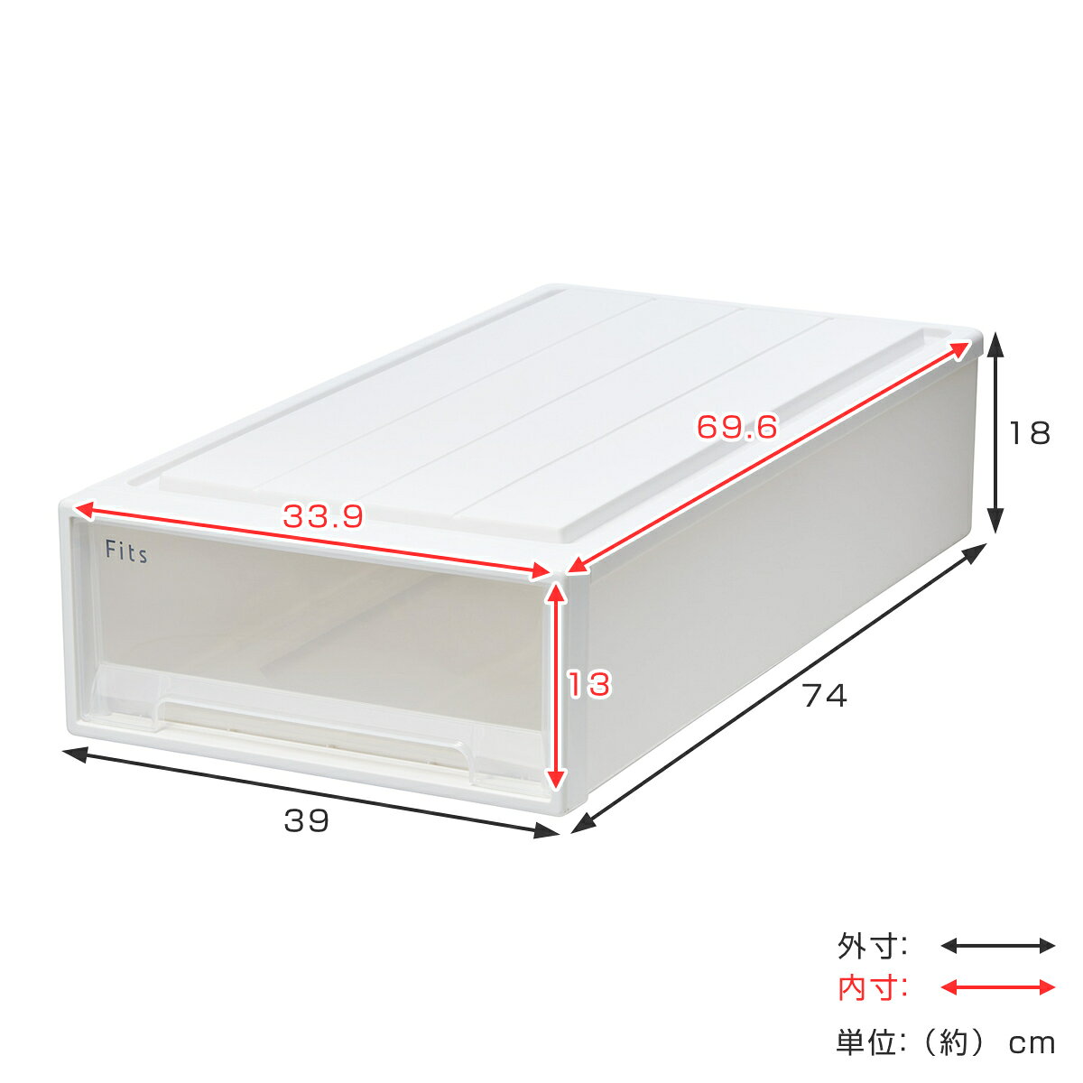 収納ケース Fits フィッツ フィッツケース スリム 引き出し 4個セット 押入れ （ ...
