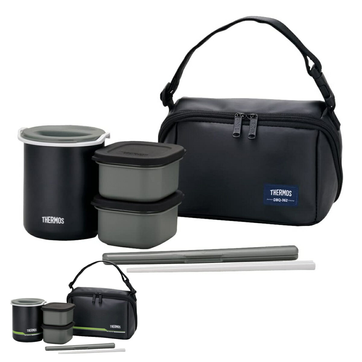 保温弁当箱 サーモス 820ml 1100ml 箸付き ポーチ付 DBQ-362 DBQ-502 （ THERMOS 弁当箱 ランチジャー 食洗機対応 お弁当箱 保温 ランチボックス メンズ レンジ対応 弁当 ステンレス 保温ランチボックス シンプル レンジOK 食洗機OK ）【39ショップ】のサムネイル
