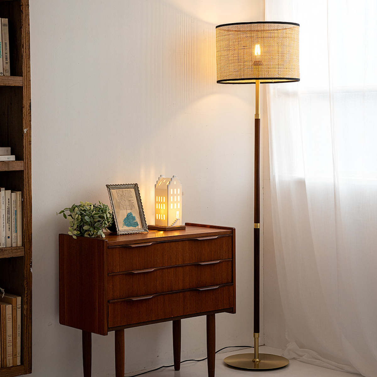 フロアライト 1灯 LED電球付き BALINESE 間接照明 gram eight グラムエイト （ バリニーズ 照明 ライト ランプ ラタン シェード LED 照明器具 北欧 レトロ クラシック おしゃれ ホテルライク ）【39ショップ】