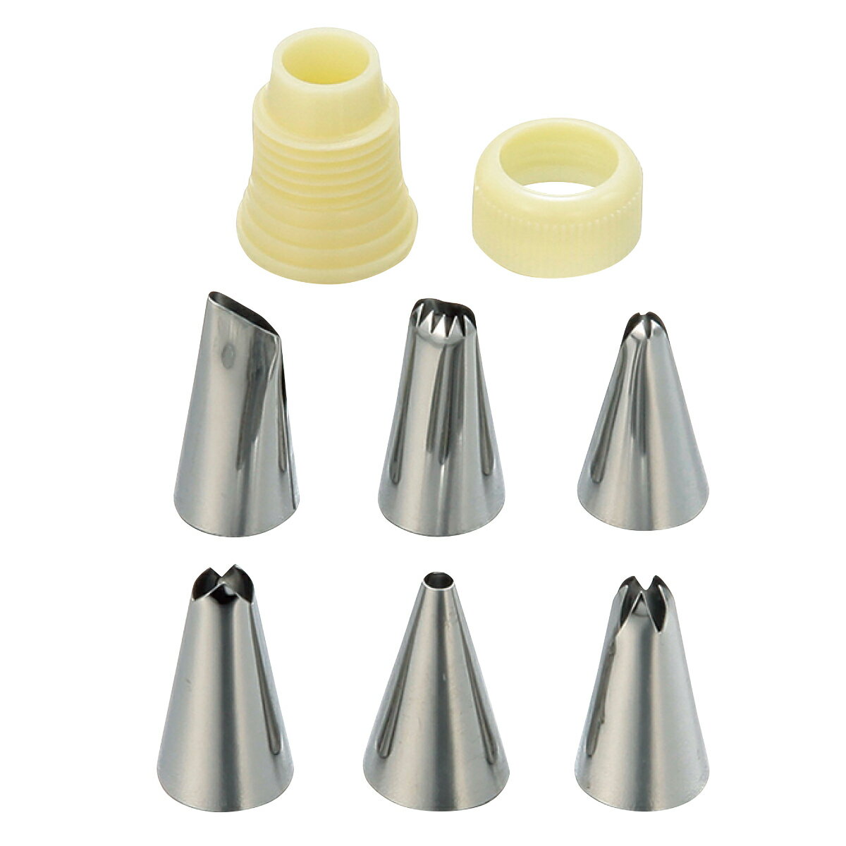 口金セット キャップ付 ST ステンレス （ タイガークラウン クリーム絞り クリーム用口金 6種類 ...