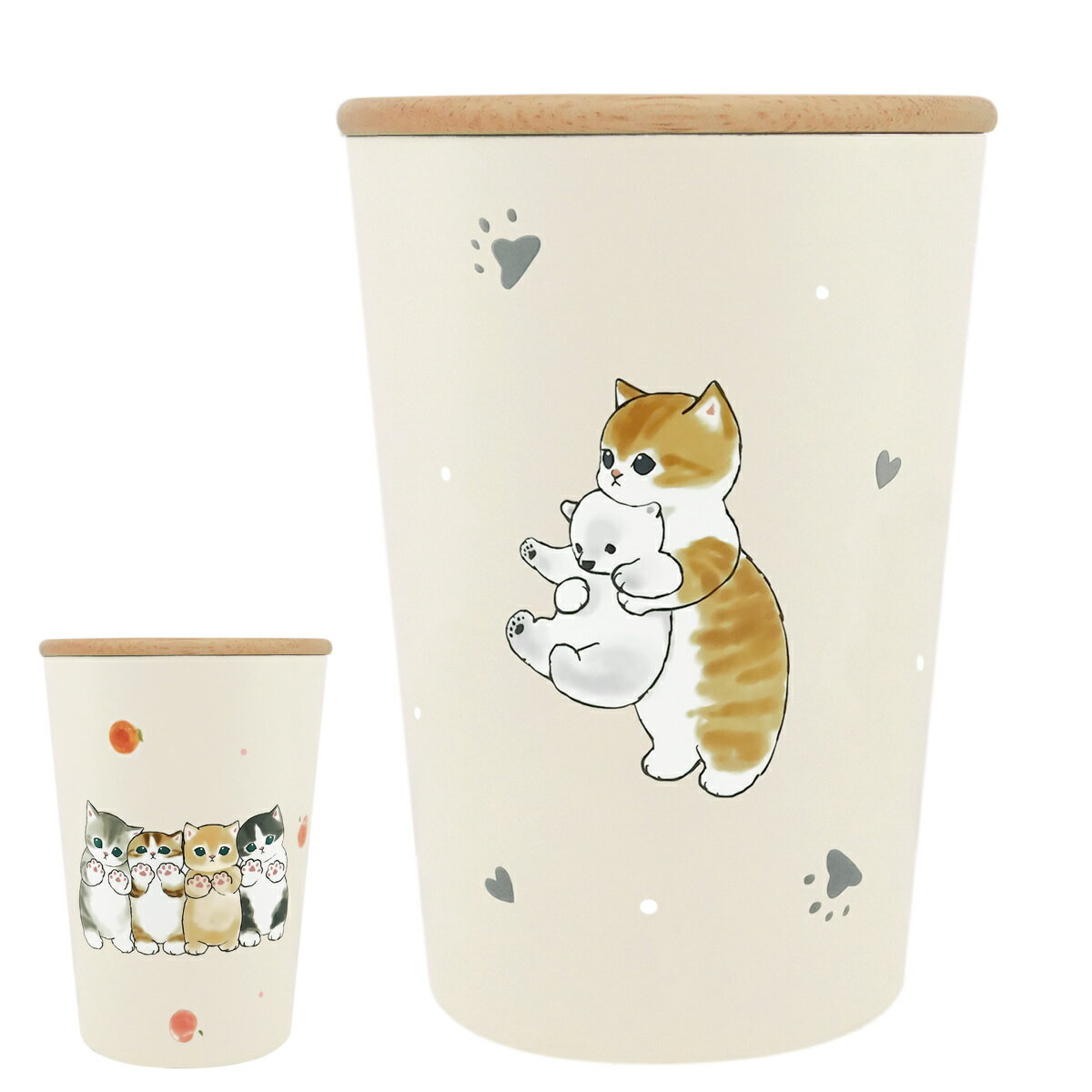 樂天商城 - タンブラー 400ml mofusand 木蓋付きタンブラー （ 400ml ステンレス 保温 保冷 モフサンド カップ コップ 食器 キャラクター かわいい ネコ ねこ 猫 アニマル ）【39ショップ】
