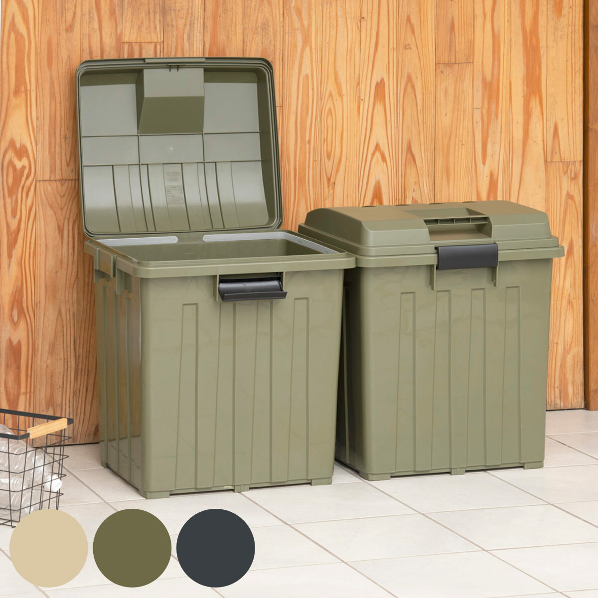 ゴミ箱 90L 屋外兼用 同色4個セット 連結ハンドルペール （ ごみ箱 90リットル 同色 4個セット 屋外 屋内 大容量 連結可能 ハンドル 外用 大きい ふた付き ハンドルペール 分別 収納庫 灯油缶 ポリタンク 収納 玄関 ）【39ショップ】