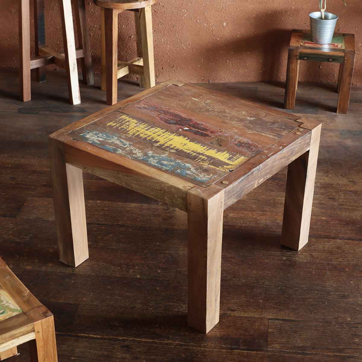 ローテーブル ボート古材 幅60cm 木製 正方形 （ 送料無料 テーブル センターテーブル ミニテーブル コ..