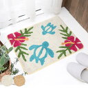 玄関マット 45×60cm 室内 ワレアホヌ ( 玄関 マット 屋内 角型 四角 洗える 手洗い アクセントマット インド綿 おしゃれ ハワイアン ホヌ カメ ...