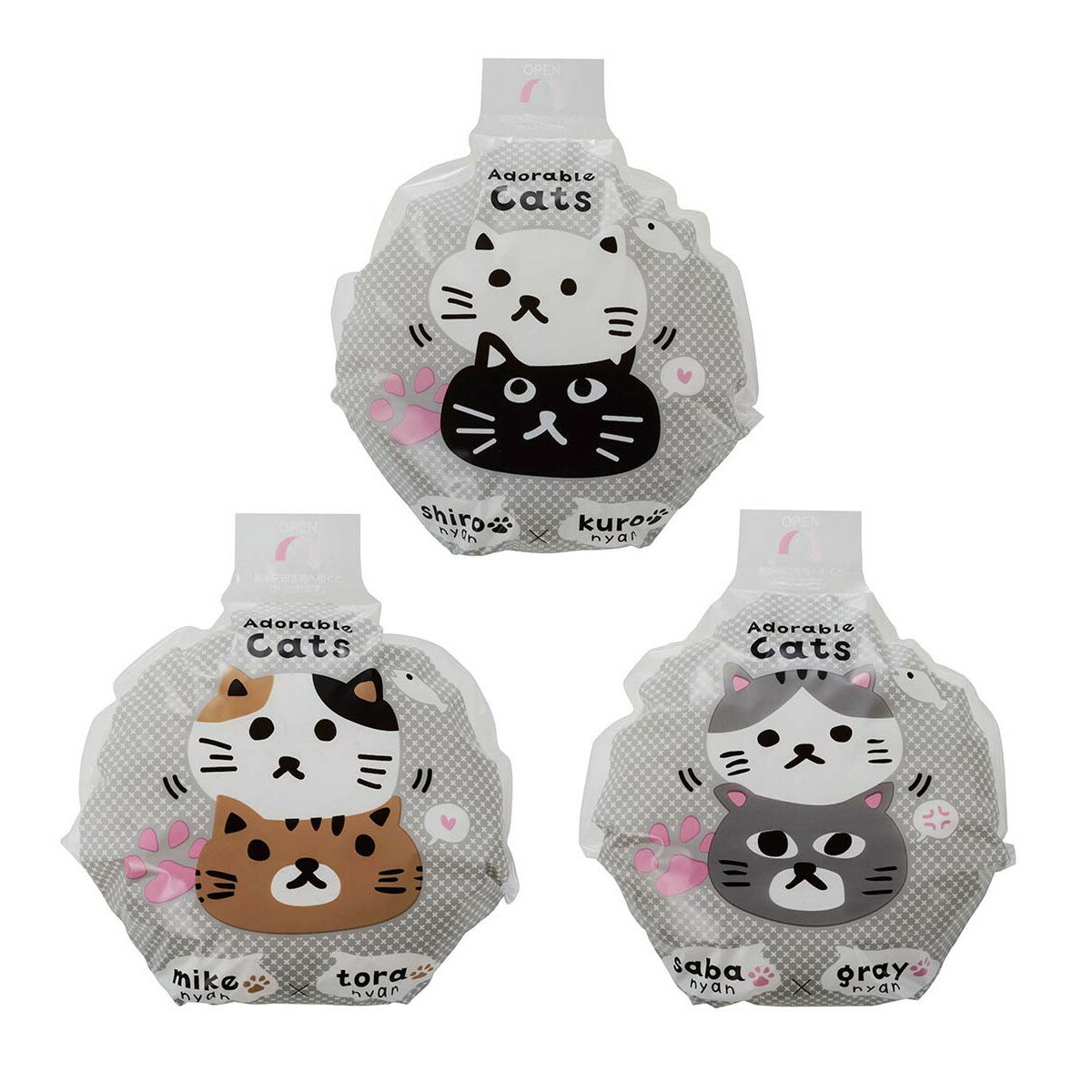 おにぎりパクッと袋 ネコのあつまり おにぎりラップ ( ねこ おむすびラップ 留めシール付き 子供 日本製 おにぎり おむすび ラップ シート 幼稚園 保育園 ...