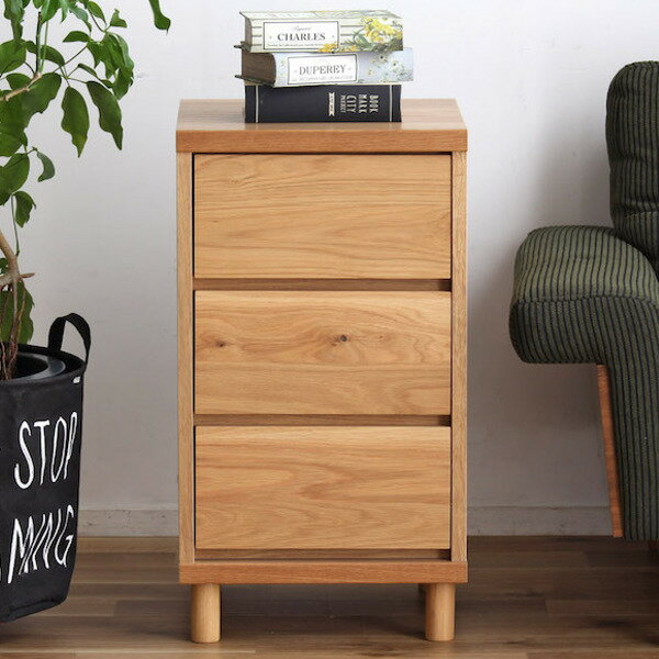 チェスト 3段 北欧風 オーク材 幅40cm （ 送料無料 リビングチェスト 収納 収納チェスト たんす タンス 日本製 完成品 サイドチェスト リビング収納 木製 木目 オーク ホワイトオーク 国産 北欧 おしゃれ ナチュラル シンプル ） 【39ショップ】