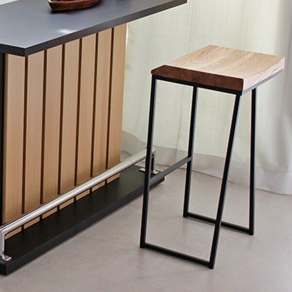 カウンタースツール 高さ67cm 木製 天然木 スツール バースツール バーチェア スチール脚 （ 送料無料 ..