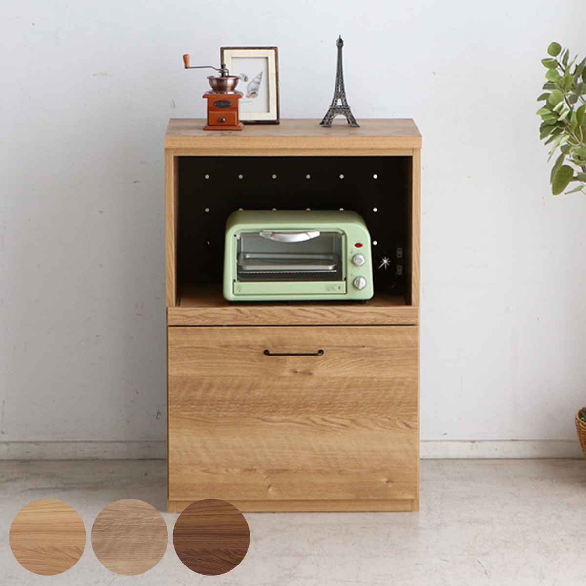 サイズ約 幅59.8×奥行39.5×高さ87（cm）内容量1台材質本体：プリント化粧板前板：強化紙化粧板種類ナチュラル、シャビーウッド、ウォールナット生産国日本製引き出し段数1段天板耐荷重5kg組立状態完成品梱包サイズ幅62×奥行41.5×...