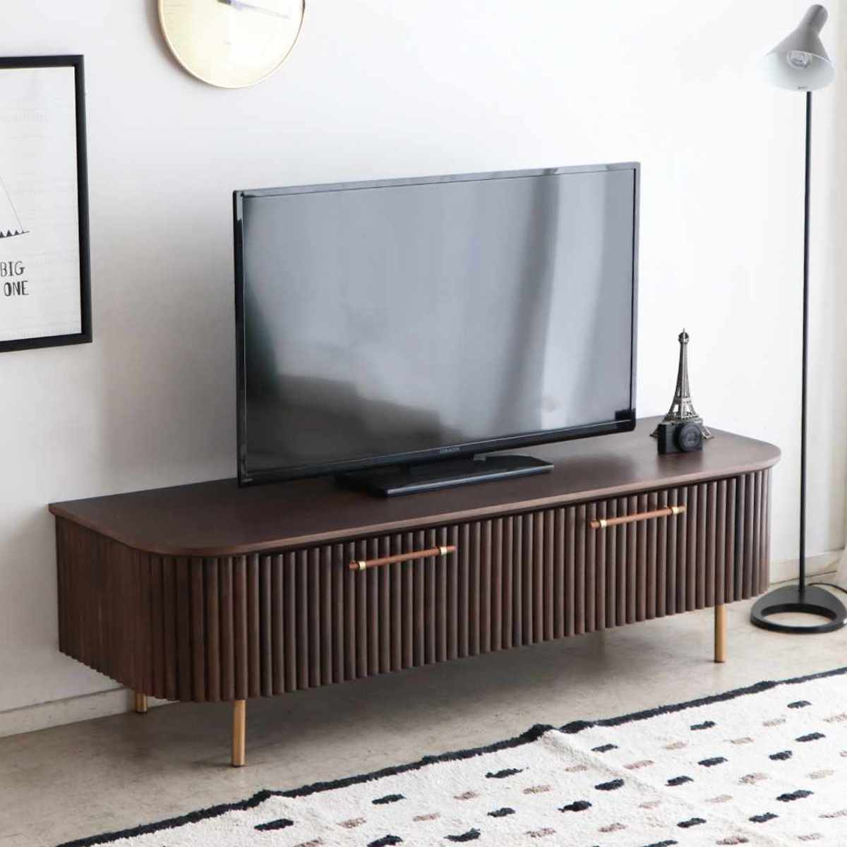 テレビ台 幅160cm 天然木 じゃばら風 ゴールド脚 （ ロペス TV台 テレビボード AVラック 収納 ラック ..