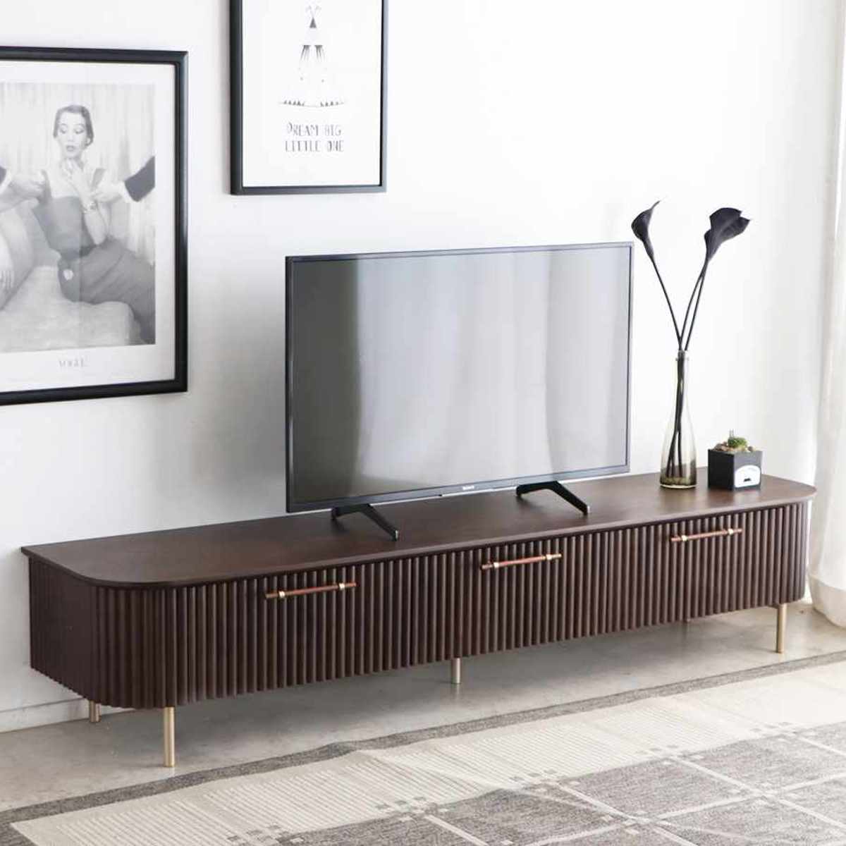 テレビ台 幅200cm 天然木 じゃばら風 ゴールド脚 （ ロペス TV台 テレビボード AVラック 収納 ラック ..