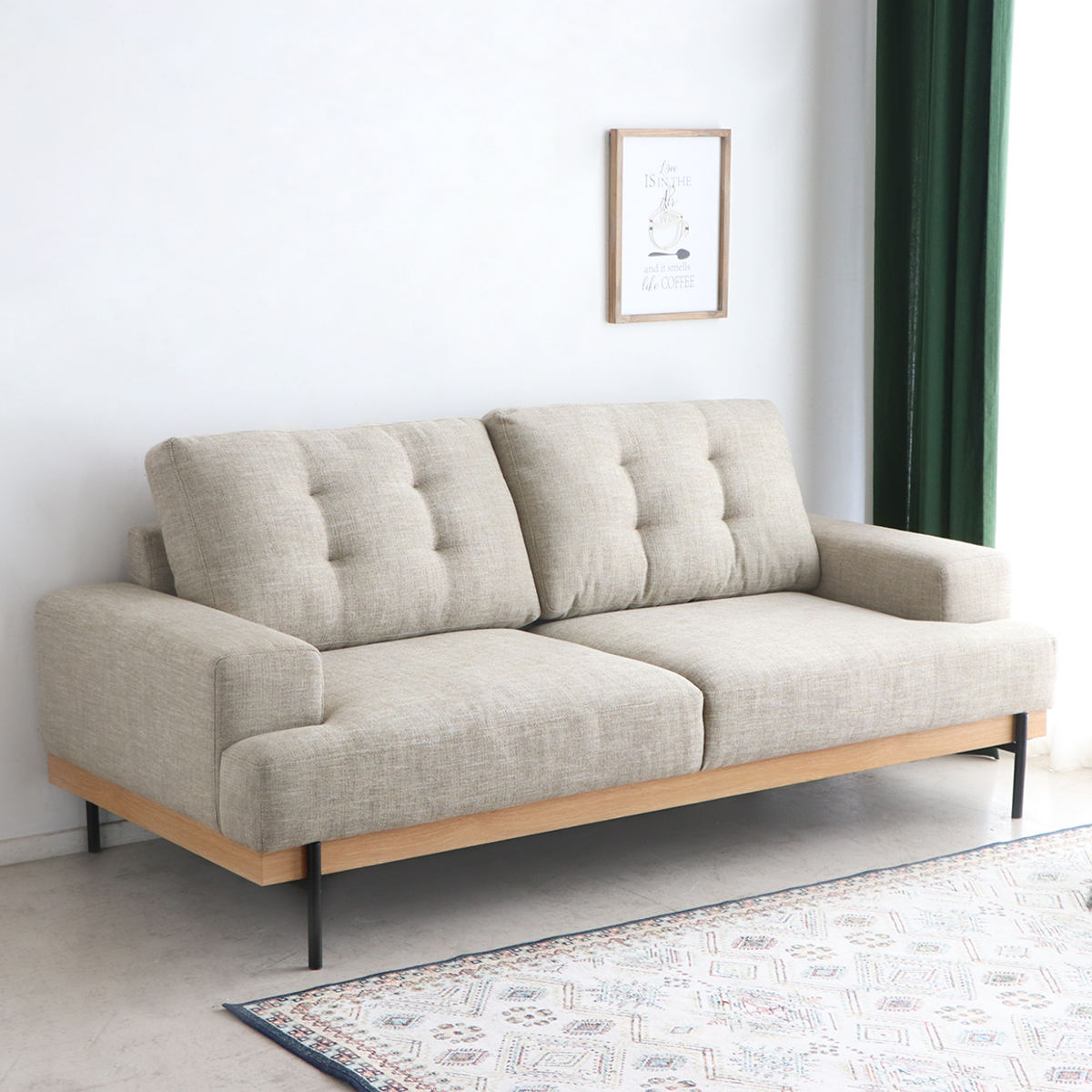 ソファ 幅182cm 2.5人掛け 北欧風 ハウタ （ リビングソファ sofa 木製 天然木 座面広い サポートクッ..