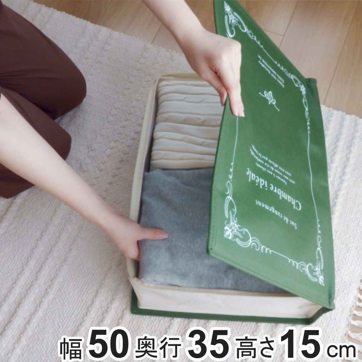 本型 小物入れ 収納袋 ストレージブックス 幅50×奥行35×高さ15cm （ 衣類 小物 棚上 収納 マルチ収納 クローゼット収納 本型 ブック型 小物入れ 収納ケース 整理 衣類整理 小物収納 不織布 すき間収納 クローゼット 衣類収納 衣類袋 おしゃれ ） 【39ショップ】