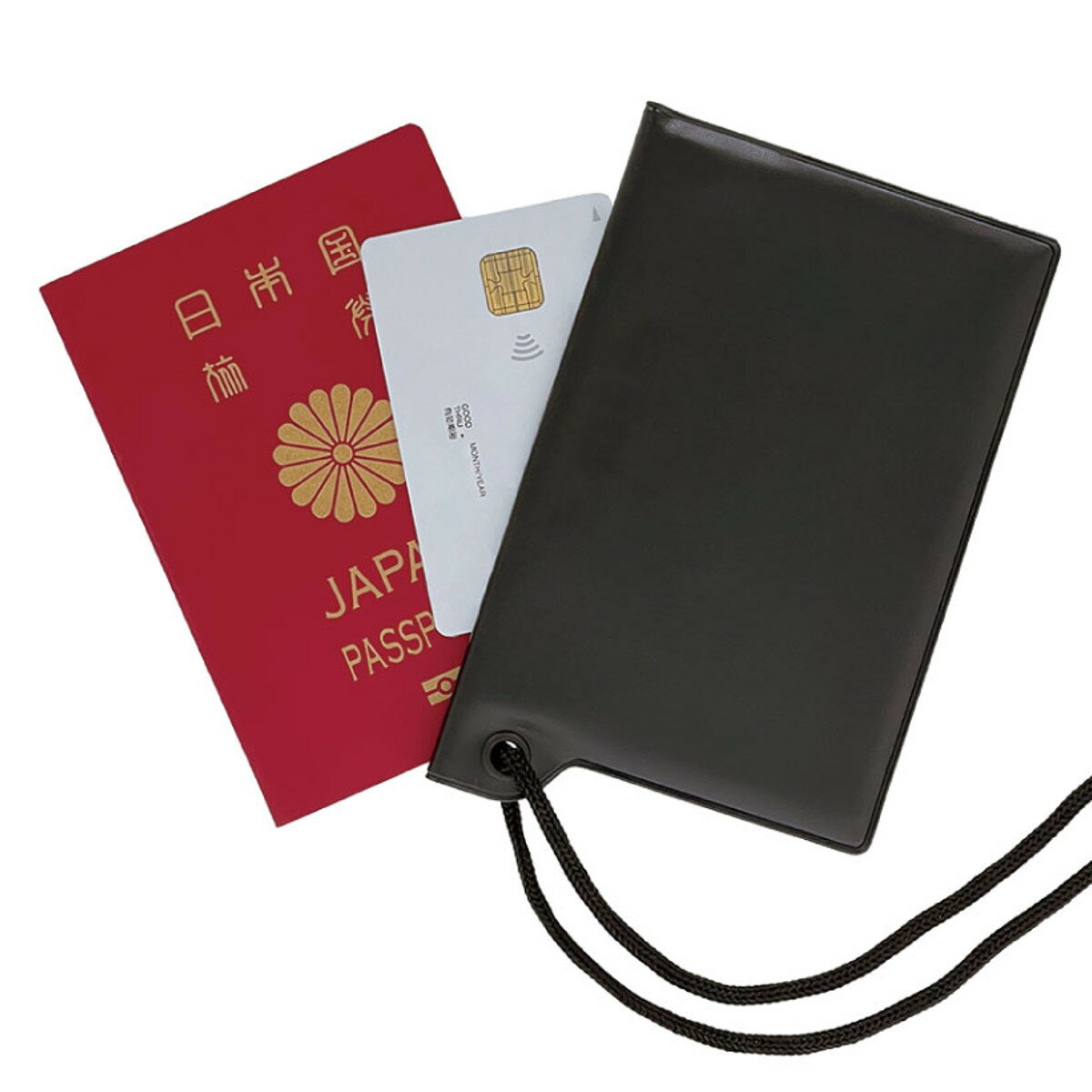 首掛けできるスキミング防止パスポートカバー （ 旅行ポーチ 収納 小物入れ 首掛けポーチ 隠せる セキュリティ ポーチ ケース 海外 旅行 トラベルポケット ストラップ付き パスポート収納 薄型 クレジットカード 防犯用品 ）【39ショップ】
