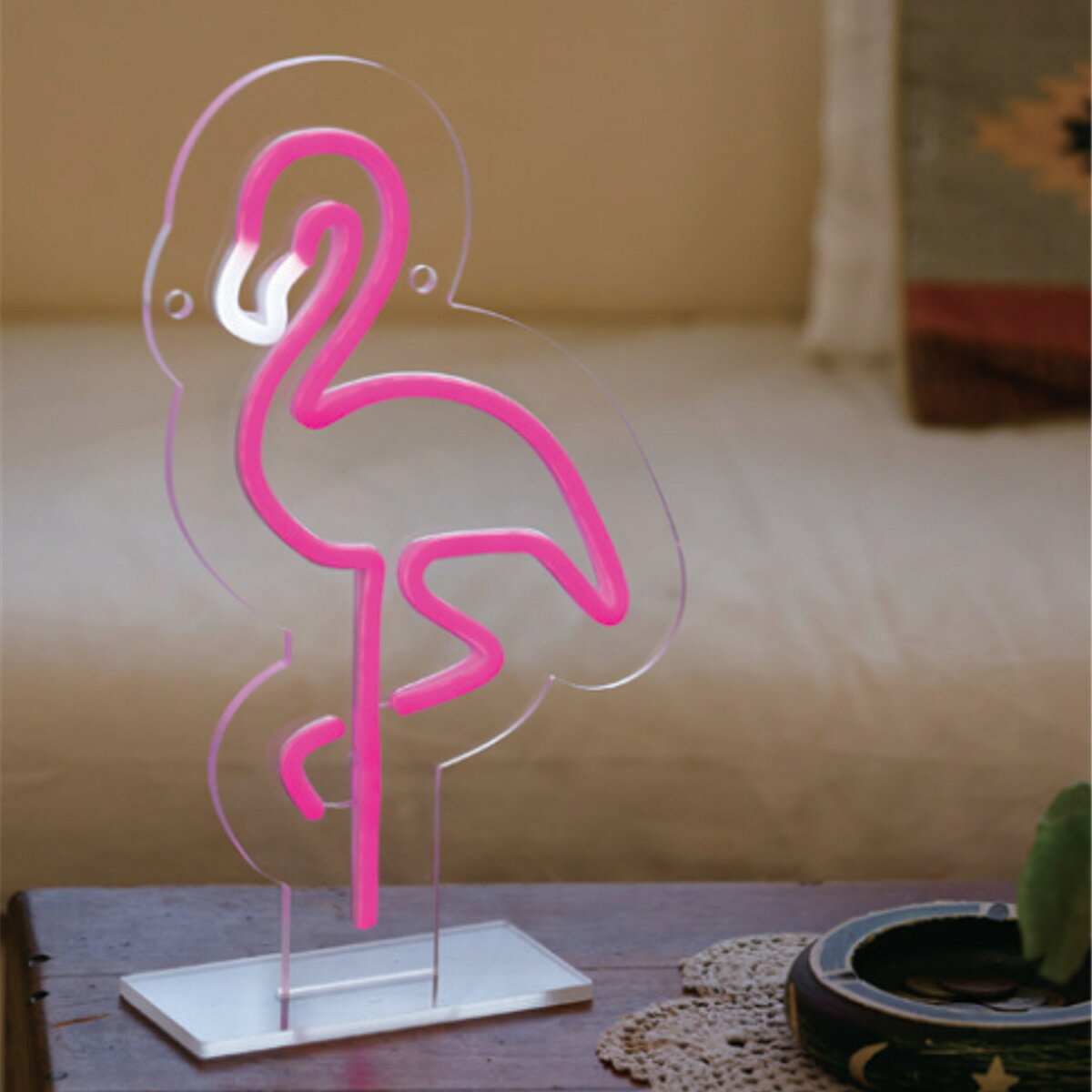 サインライト LED Flamingo ネオニーサインライト SLOWER （ ネオン ライト インテリア イルミネーション ピンク フラミンゴ オブジェ デコレーション 飾る 雑貨 カフェ バー bar 卓上 壁掛け 電飾 照明 ディスプレイ ）【39ショップ】の商品画像 3