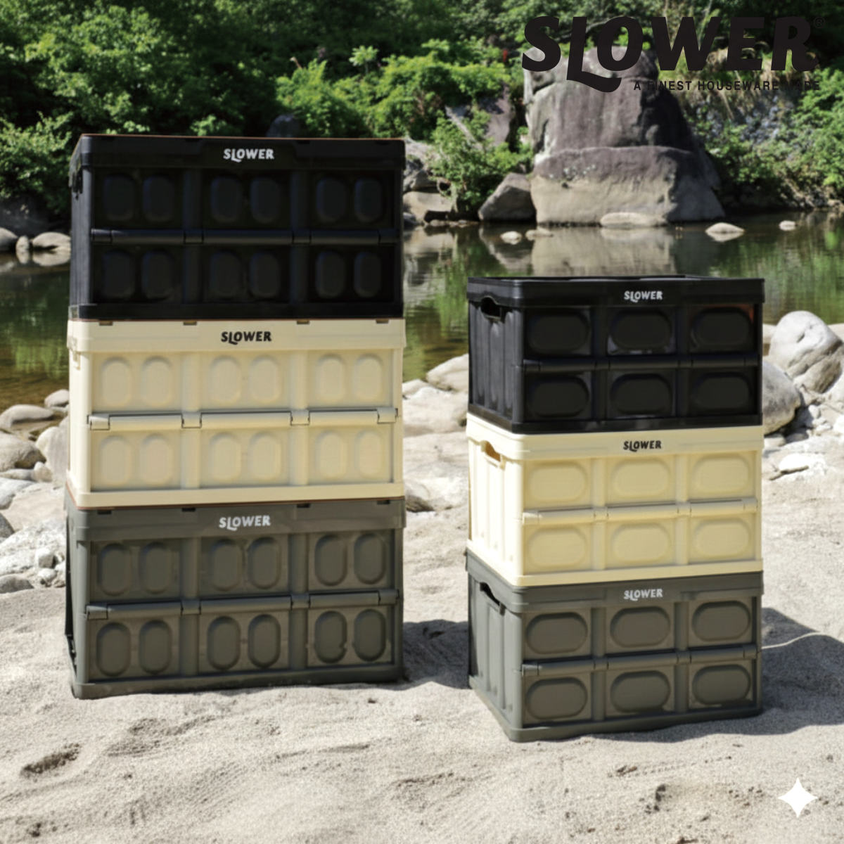 収納ボックス SLOWER 折りたたみコンテナ 15L 45L エストリル フタ付 フタなし （ 収納 ボックス コンテナ フォールディング 収納ケース ケース 積み重ね 積める スタッキング 収納コンテナ 小物 小物収納 ）【39ショップ】