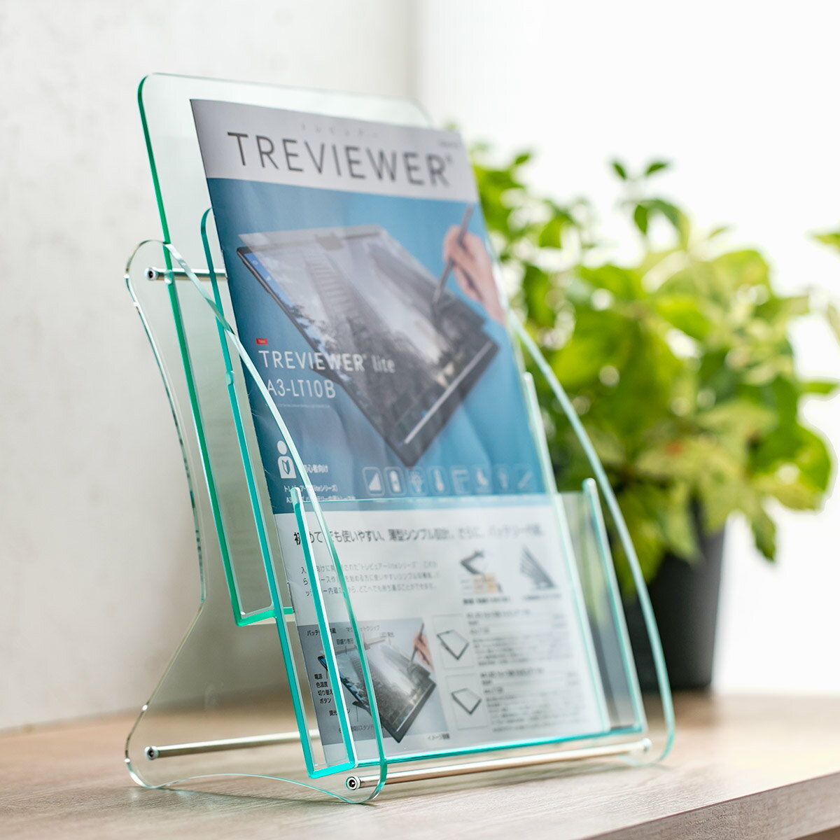 パンフレットスタンド A4判 1列2段 ( アクリル製 日本製 クリア パンフレット カタログ 雑誌 本 チラシ 冊子 収納 スタンド ケース 台 卓上 アクリ...