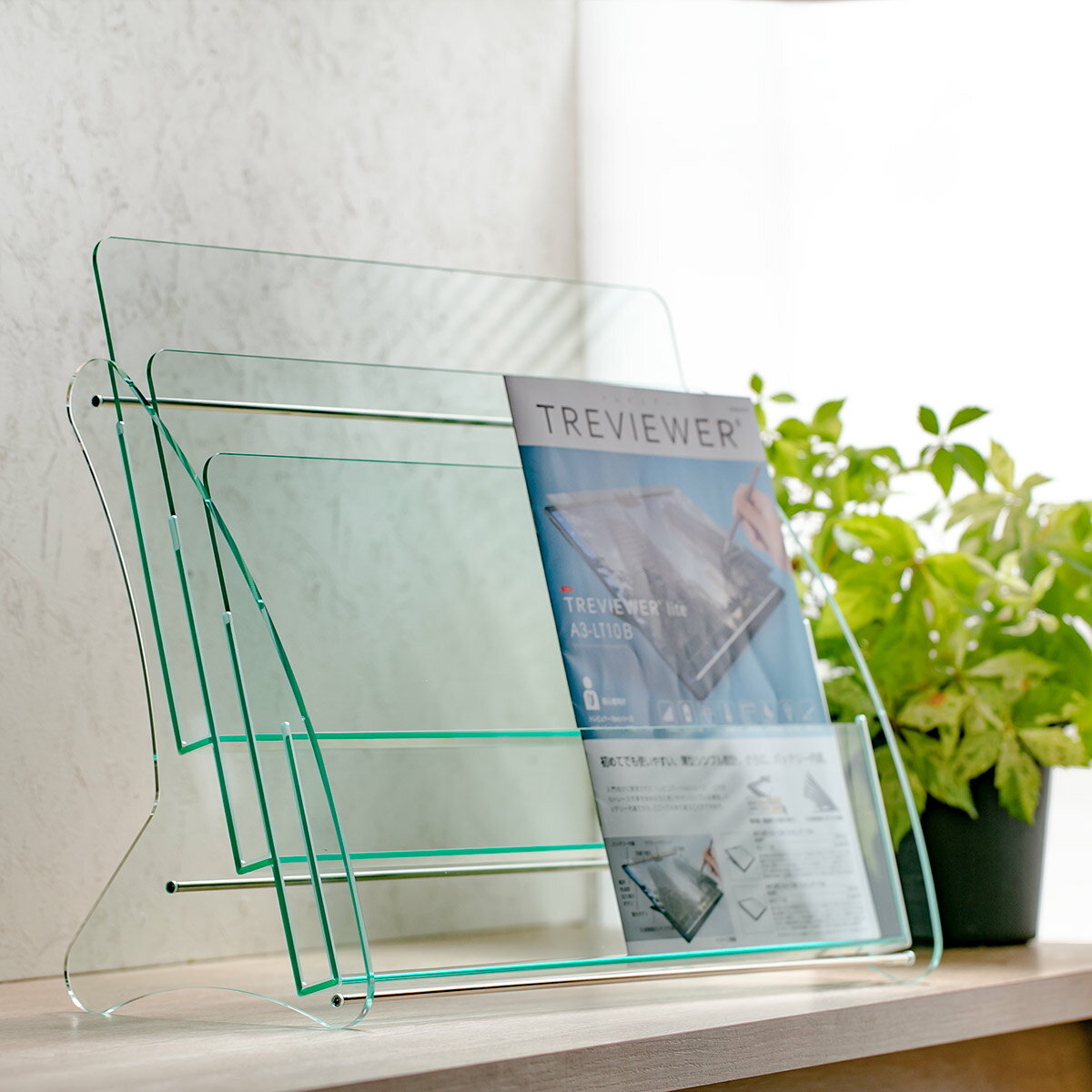 パンフレットスタンド A4判 2列3段 ( アクリル製 日本製 クリア パンフレット カタログ 雑誌 本 チラシ 冊子 収納 スタンド ケース 台 卓上 アクリ...