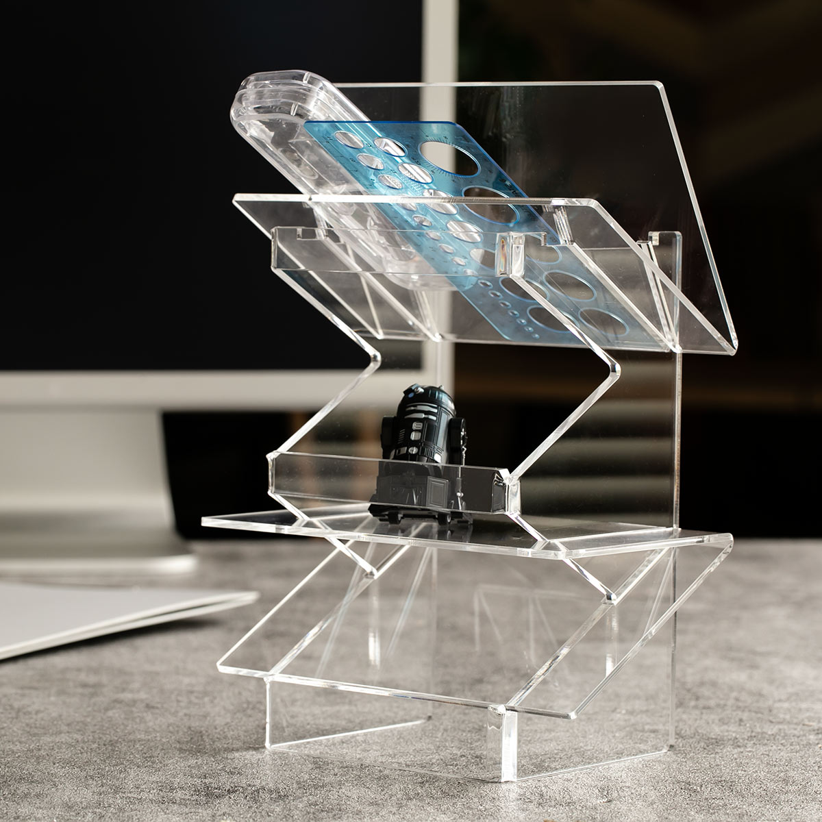 セットアップスタンド トレビュアー トレース台専用 アクリル製 TREVIEWER ( スタンド 日本製 収納 卓上 透明 クリア カスタマイズ 組合せ 3段 ...