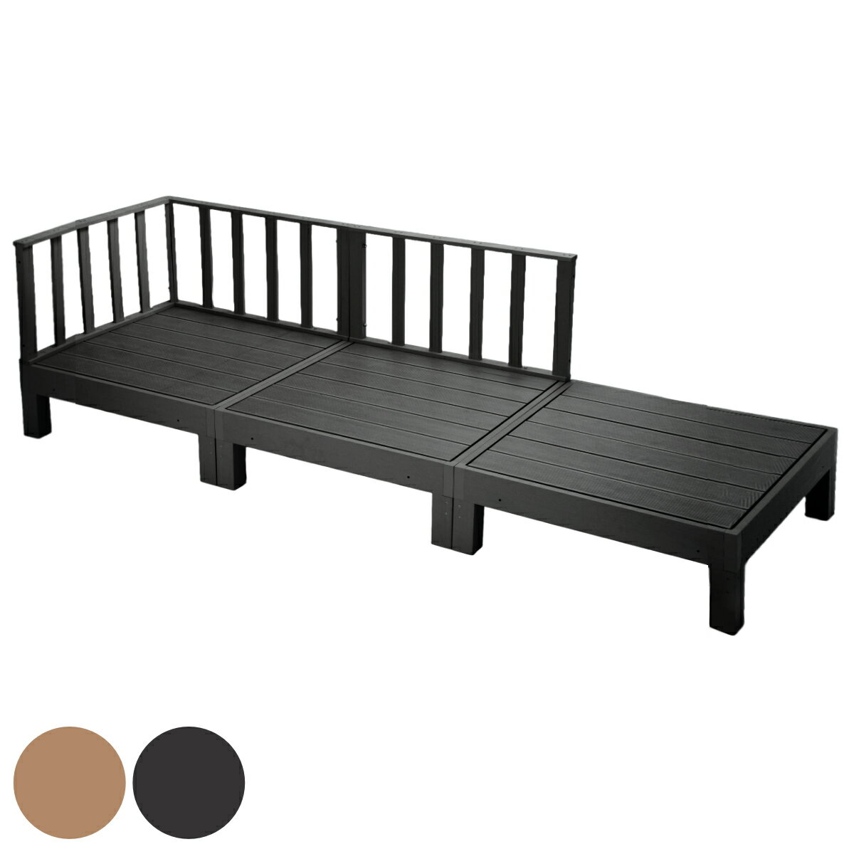 ウッドデッキ 本体3台＋コーナーパネル＋サイドパネル 人工木 （ ガーデンデッキ 人工木デッキ 樹脂 DI..