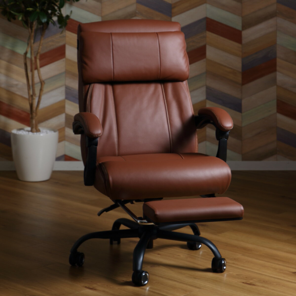リクライニングチェア 本革 フットレスト付 パーソナルチェア コーカサス （ チェア 1人掛け 牛革 レザー リクライニング ハイバック 高さ調節 高級感 おしゃれ 椅子 パソコン PC デスクチェア イス オフィスチェア ）【39ショップ】