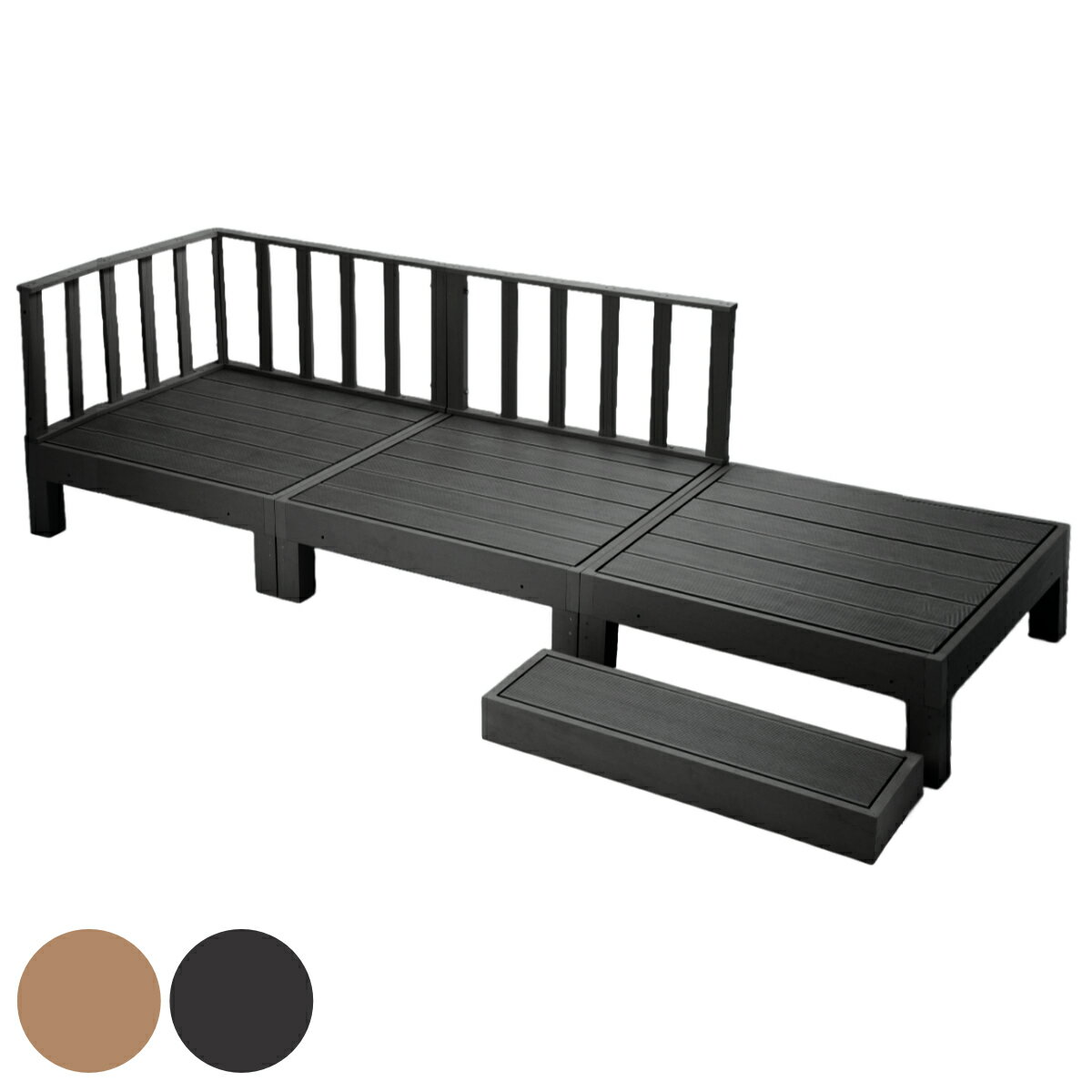 ウッドデッキ 本体3個＋コーナー＋サイドパネル＋ベース 人口木 （ ガーデンデッキ 人工木デッキ 樹脂 ..