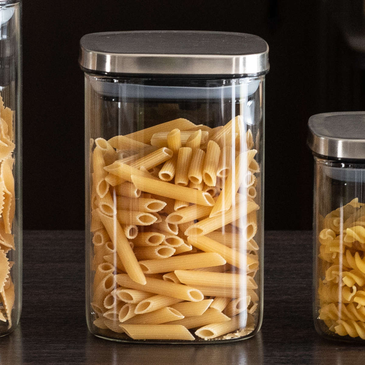 保存容器 キッチンアシスト 角型 ガラス キャニスター 1100ml （ ガラス保存容器 調味料容器 密閉 ガラス製 パッキン おしゃれ 密閉容器 保存ビン 食品保存 乾物 四角 ガラス容器 キッチン用品 透明 1.1L ）【39ショップ】