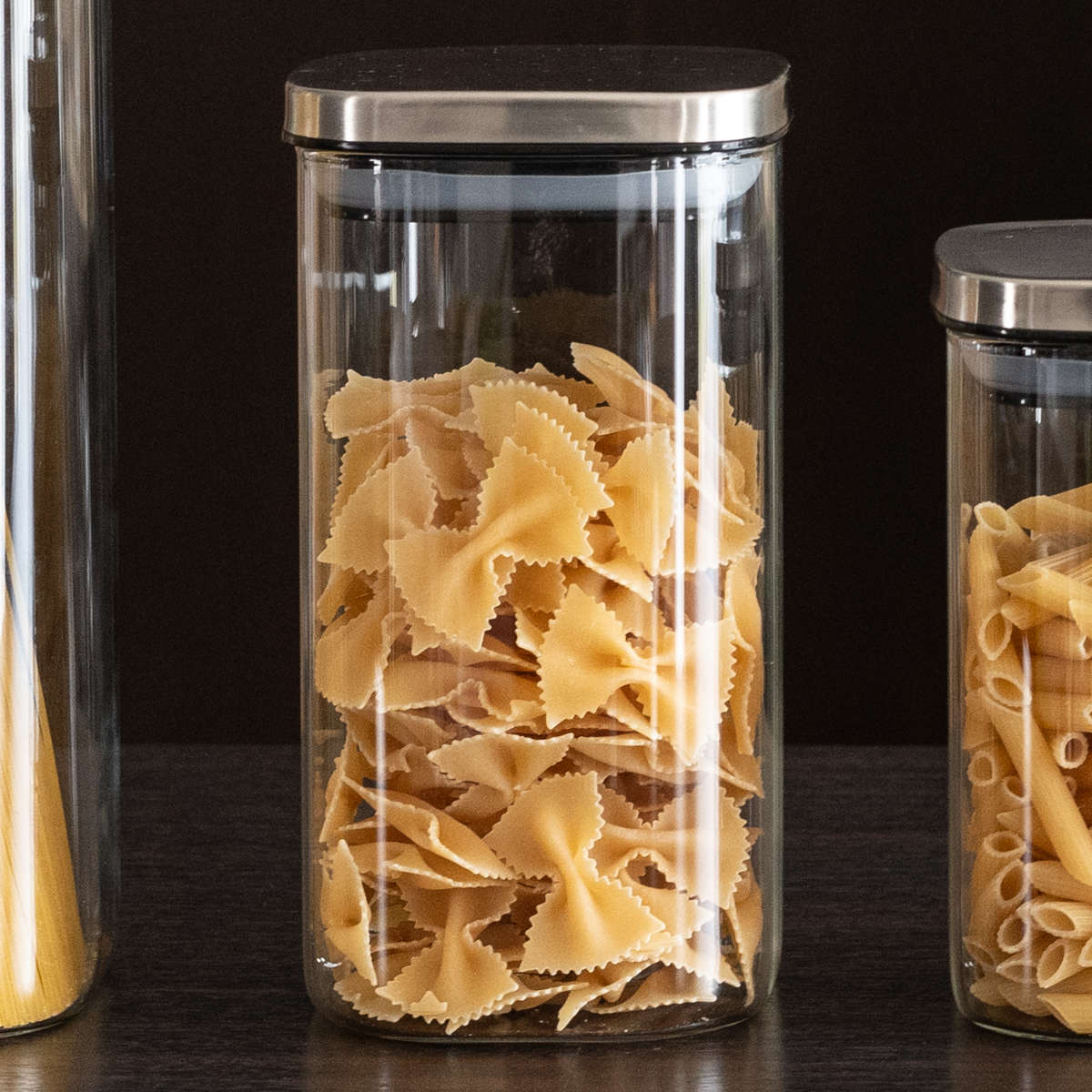 保存容器 キッチンアシスト 角型 ガラス キャニスター 1400ml （ ガラス保存容器 調味料容器 密閉 ガラス製 パッキン おしゃれ 密閉容器 保存ビン 食品保存 乾物 四角 ガラス容器 キッチン用品 透明 1.4L ）【39ショップ】