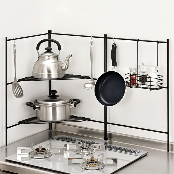 キッチンラック セラミックコーティング セラコート加工 キッチンツールラック （ 送料無料 コンロ奥ラック コンロ奥スタンド コンロラック コーナーラック キッチンツール収納 スパイスラック 調味料ラック キッチン 壁面収納 ） 【39ショップ】のサムネイル