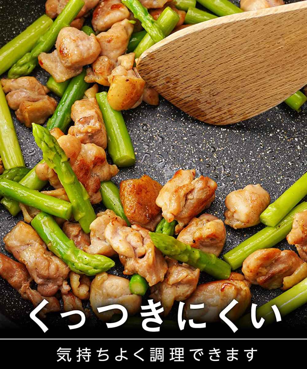 両手鍋 20cm IH対応 ガラス蓋付き 軽量 ダブルマーブル （ ガス火 IH ih 対応 両手なべ 鍋 フタ付き ガラス蓋 フッ素樹脂加工 調理鍋 20センチ ダブルマーブルコーティング マーブルコーティング マーブル加工 蓋付き 調理器具 ）【39ショップ】 interior-palette-10147532 インテリアパレット サンプル画像3