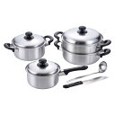 調理器具 5点セット 燕三 IHキッチンセットA 日本製 ( IH対応 ガス火対応 片手鍋 蒸し器 両手鍋 お玉付き 三徳包丁 燕三条 ステンレス製 片手なべ ...