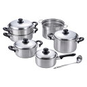 調理器具 6点セット 燕三 IHキッチンセットB 日本製 ( IH対応 ガス火対応 両手鍋 片手鍋 パスタ鍋 蒸し器 お玉付き 燕三条 ステンレス製 蓋付き 寸...
