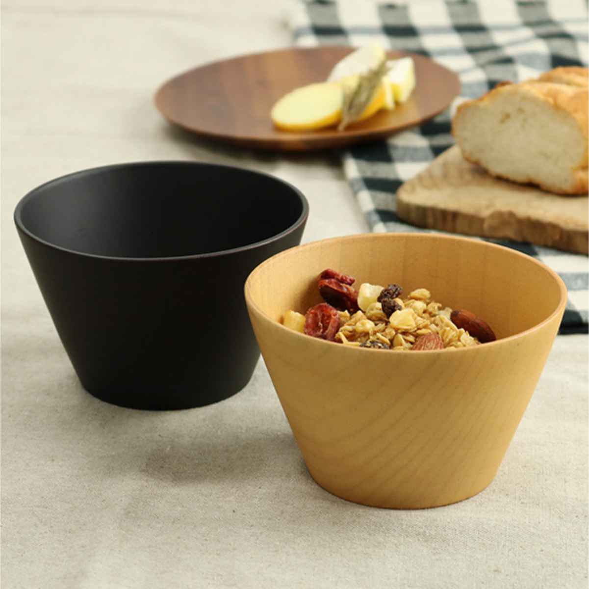 ウッドボウル 木製 440ml L 木目 ボウル 天然木 食器 同色6個セット ナチュラル （ マルチボウル 器 サラダ お椀 汁椀 味噌汁 スープ 椀 スープボウル うつわ 小鉢 中鉢 煮物椀 木製食器 和食器 洋食器 ）【39ショップ】
