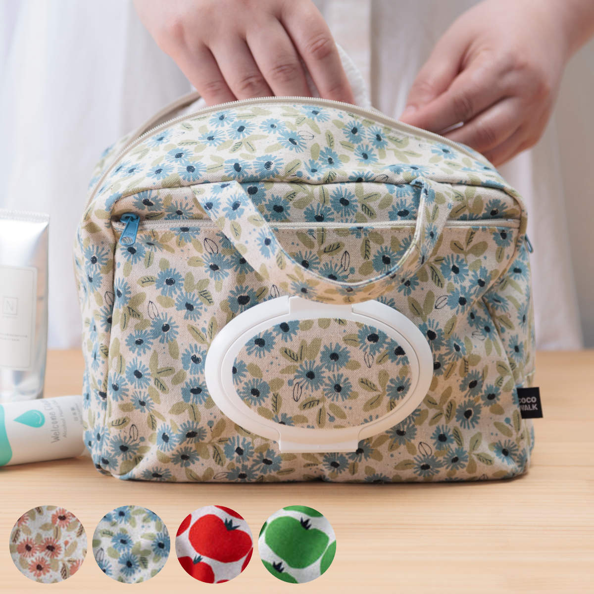ポーチ ママポーチ 北欧小花 マザーズポーチ ( おむつポーチ ウェットティッシュ おむつ 収納 ケース 携帯用 小物 ファスナー ベビー 出産準備 かわいい ...