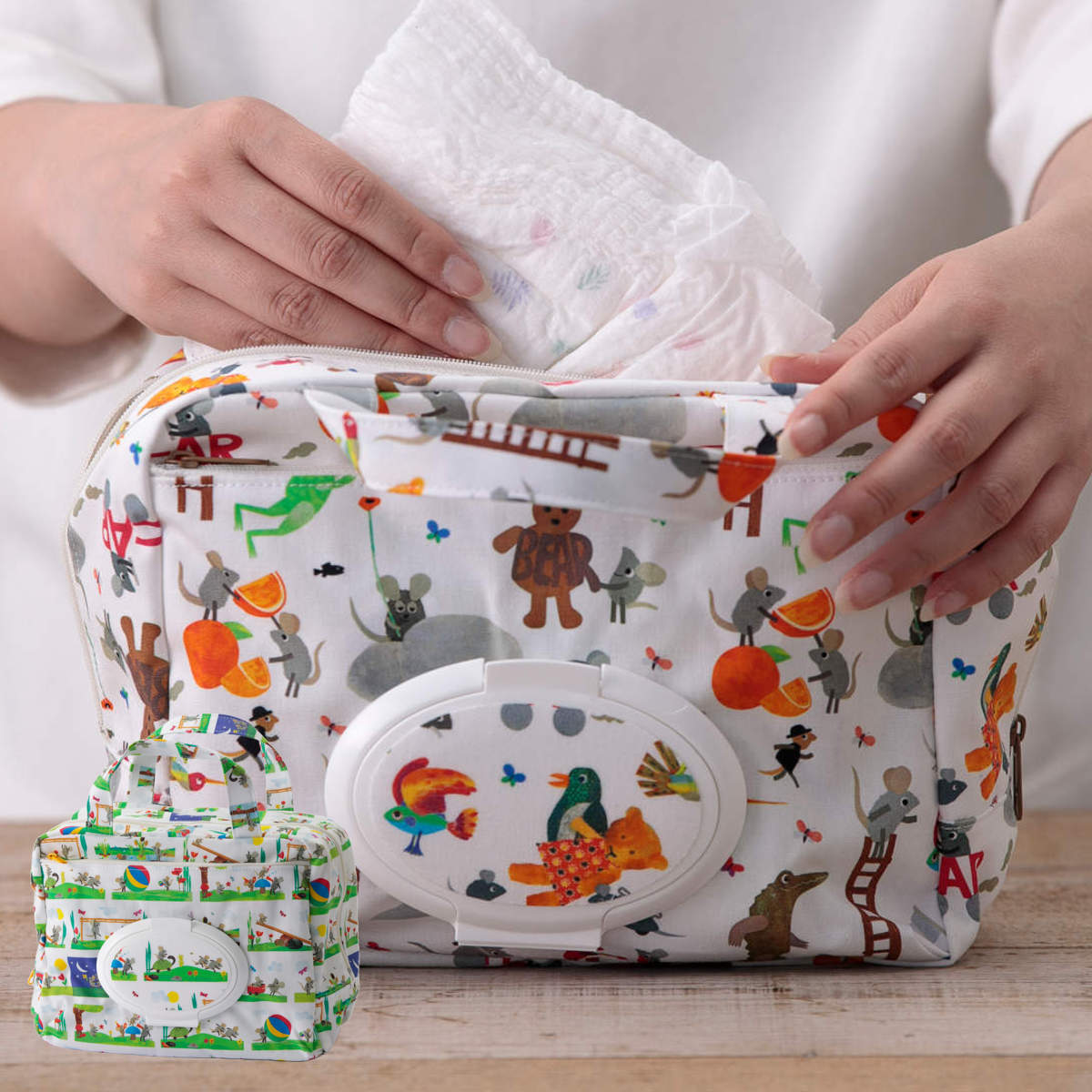 マザーポーチ ママポーチ レオレオニ ウェットシート 蓋付き ( ポーチ おむつポーチ ウェットティッシュ おむつ 収納 ケース 携帯用 小物 ベビー 出産準備...