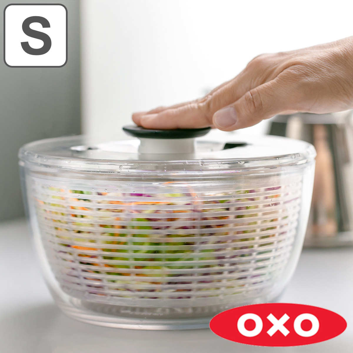 OXO　オクソー　野菜水切り器　クリア　サラダスピナー　小 （ 野菜水切り器 野菜水きり器 コランダー キッチンツール スピナー 手動 回転式 キッチン用品 下ごしらえ用品 キッチンツール ボウル コランダー ）【39ショップ】