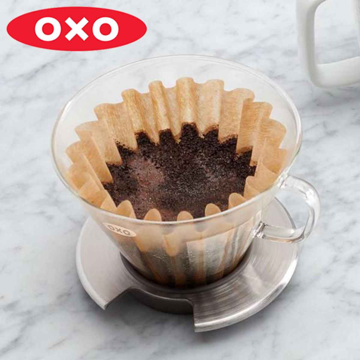 OXO　オクソー　ガラスコーヒードリッパー　2〜4杯用　紙フィルター10枚付き （ コーヒードリッパー ガラス製 フィルター付き 食洗機対応 コーヒーグッズ 2カップ用 3カップ用 4カップ用 ハンドドリップ キッチン用品 ）【39ショップ】