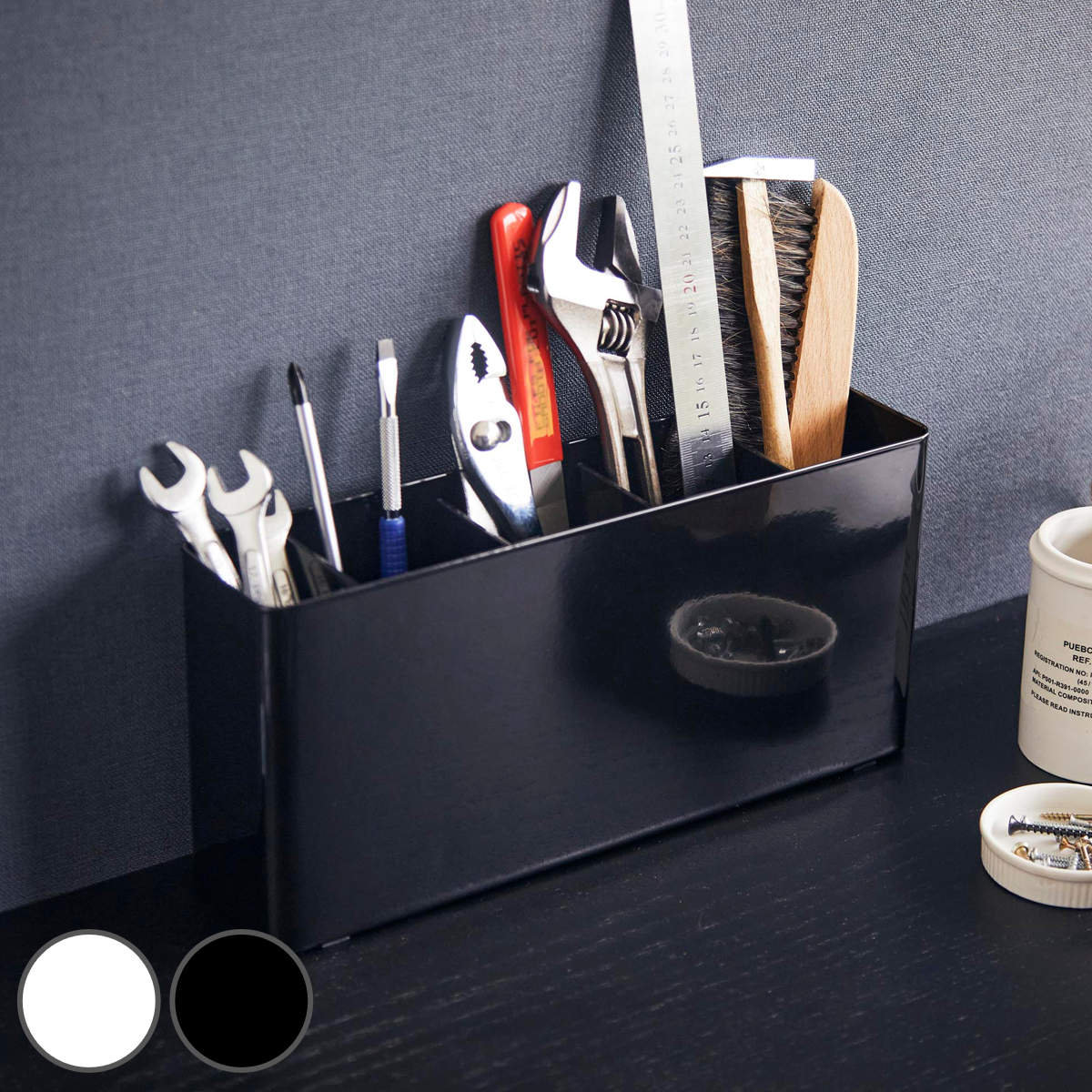 【レビュー特典付き】 山崎実業 tower 卓上工具スタンド タワー （ 4903208020244 タワーシリーズ 工具入れ 工具スタンド 卓上スタンド 収納 小物収納 収納ボックス デスク収納 卓上収納 小物入れ 仕切り 工具 スタンド 工具箱 ホワイト ブラック ）【39ショップ】