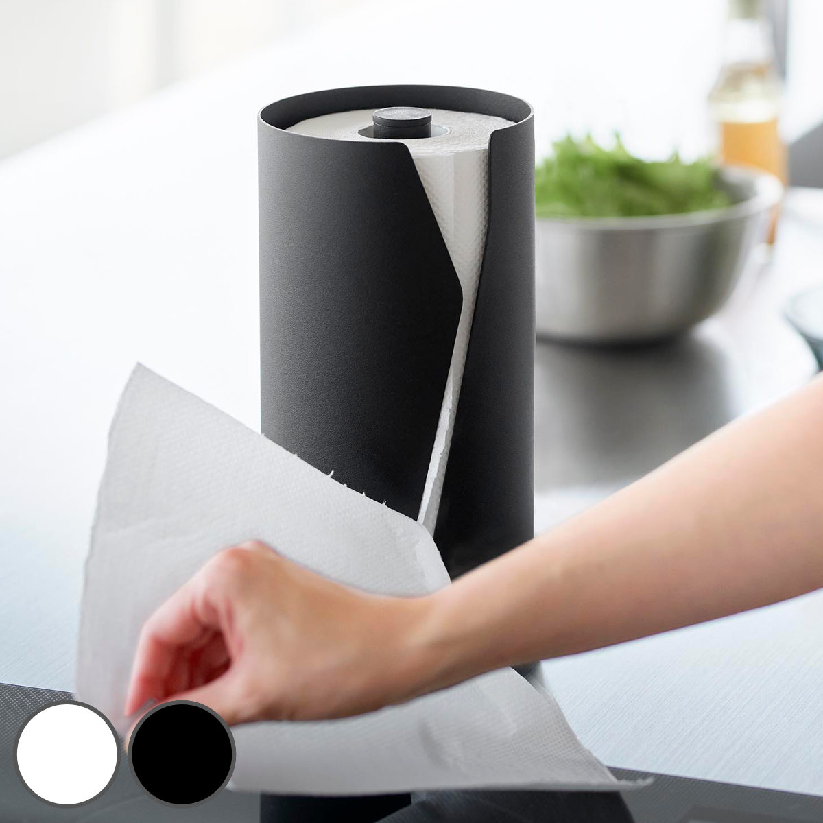 【レビュー特典付き】 山崎実業 tower 片手でカット隠せるキッチンペーパーホルダー タワー 縦タイプ ..