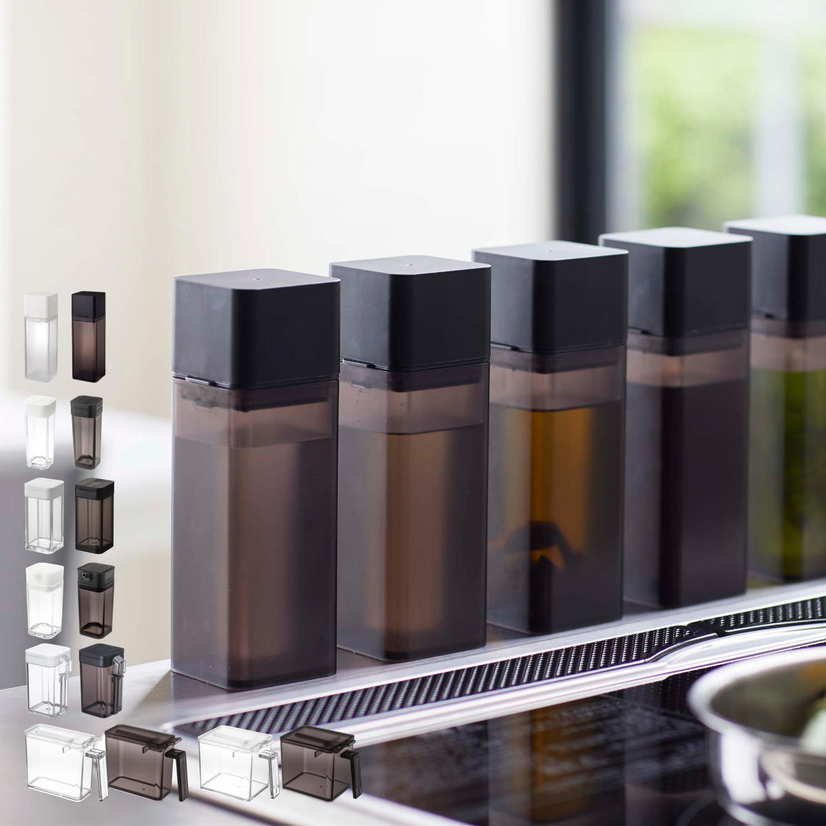 山崎実業 tower 置き型 スパイスボトル 調味料入れ タワー 1個 同色4個セット （ 4903208028639 小麦粉..